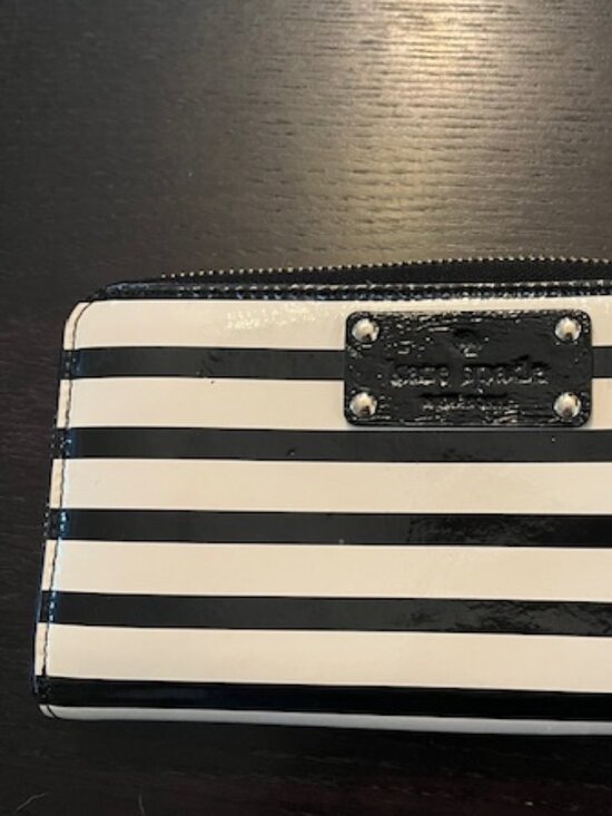 kate spade Handbags - Kate Spade Zip Around Patent Striped Wallet